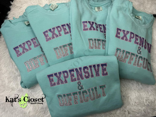 Expensive and Difficult Glitter Embroidery Sweatshirt - LIMITED EDITION MWTCrewNeck