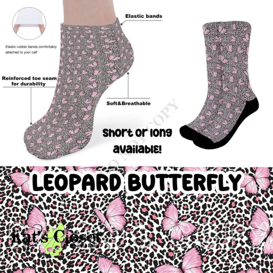 LEOPARD BUTTERFLY CUSTOM PRINTED SOCKS Socks