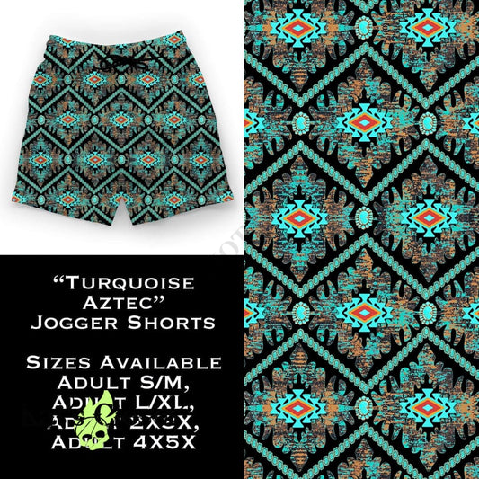 Turquoise Aztec Jogger Shorts SHORTS
