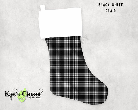 BLACK WHITE PLAID Holiday Stocking