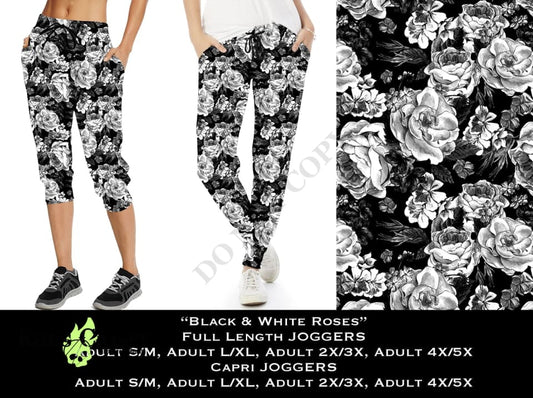 Black & White Roses - Full Joggers JOGGERS