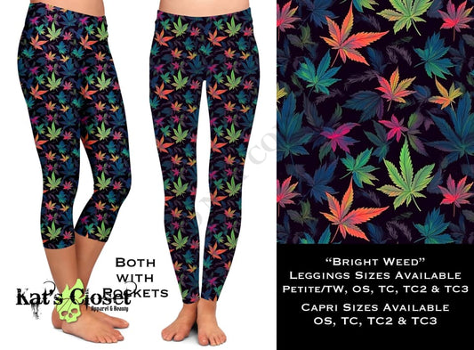 Bright Weed Leggings & Capris with Pockets LEGGINGS CAPRIS