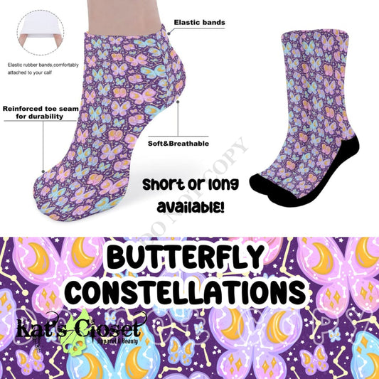 BUTTERFLY CONSTELLATIONS CUSTOM PRINTED SOCKS Socks