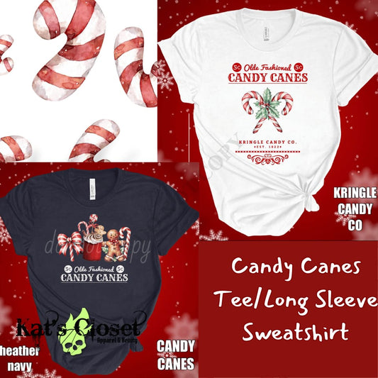 Candy Canes Graphic Tee Long Sleeve or Sweatshirt - Preorder Closed ETA: Early Dec Ordered Pre-Orders