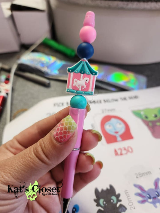 Carousel Silicone Beaded Pen or Keychain