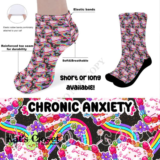 CHRONIC ANXIETY CUSTOM PRINTED SOCKS Socks