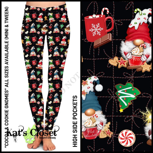 Cocoa & Cookie Gnomes Leggings with High Side Pockets - Preorder Closed ETA: Mid-Dec Ordered Pre-Orders