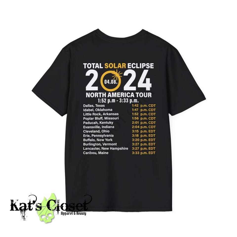 Eclipse 2024 Tour Schedule Back Print Unisex T - Shirt