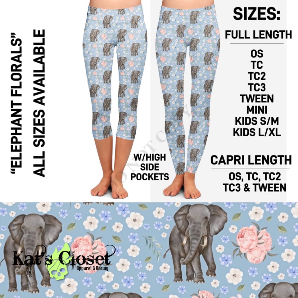 Elephant Florals Leggings & Capris w/Pockets - Preorder Closed ETA: Early July LEGGINGS CAPRIS