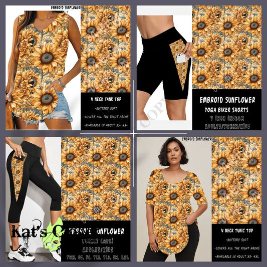 Embroid Sunflower Collection - Capris Biker Shorts Tunic & Tank - PRE-ORDERS CLOSED ETA June Ordered Pre-Orders