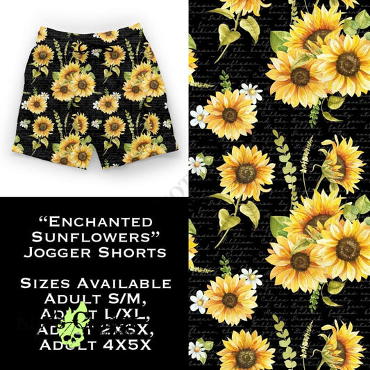 Enchanted Sunflowers Jogger Shorts with Pockets SHORTS