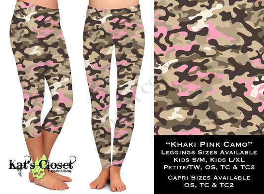 Khaki Pink Camo - Legging & Capri LEGGINGS CAPRIS