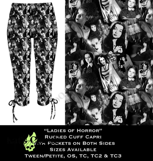 Ladies of Horror Ruched Cuff Capris with Side Pockets LEGGINGS & CAPRIS