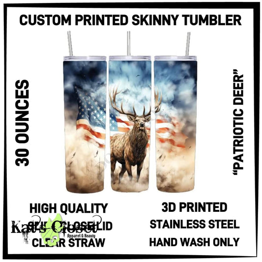 Patriotic Deer 30oz Skinny Tumbler TUMBLERS