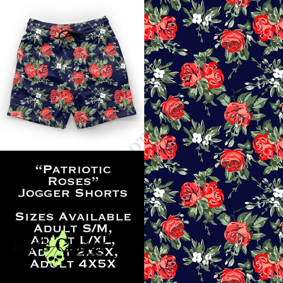 Patriotic Roses Jogger Shorts with Pockets SHORTS