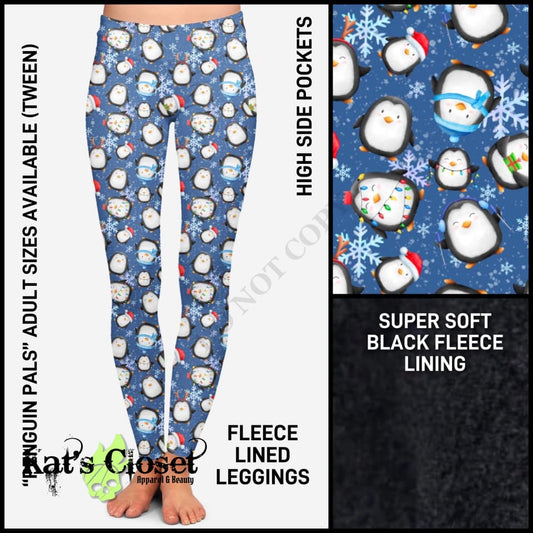 Penguin Pals Fleece - Lined Leggings with High Side Pockets