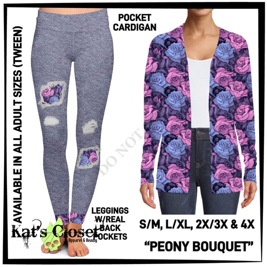 Peony Bouquet Leggings with Back Pockets & CAPRIS