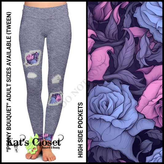Peony Bouquet Leggings with Back Pockets & CAPRIS