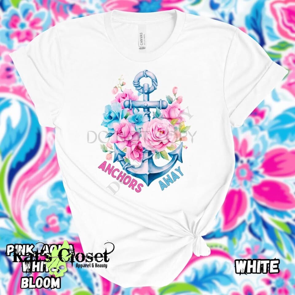 Pink Aqua White Bloom Graphic Tee Long Sleeve or Sweatshirt - Preorder Closed ETA: Early April Ordered Pre-Orders