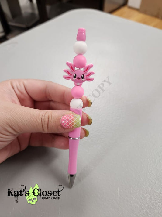 Pink Ax Silicone Beaded Pen or Keychain