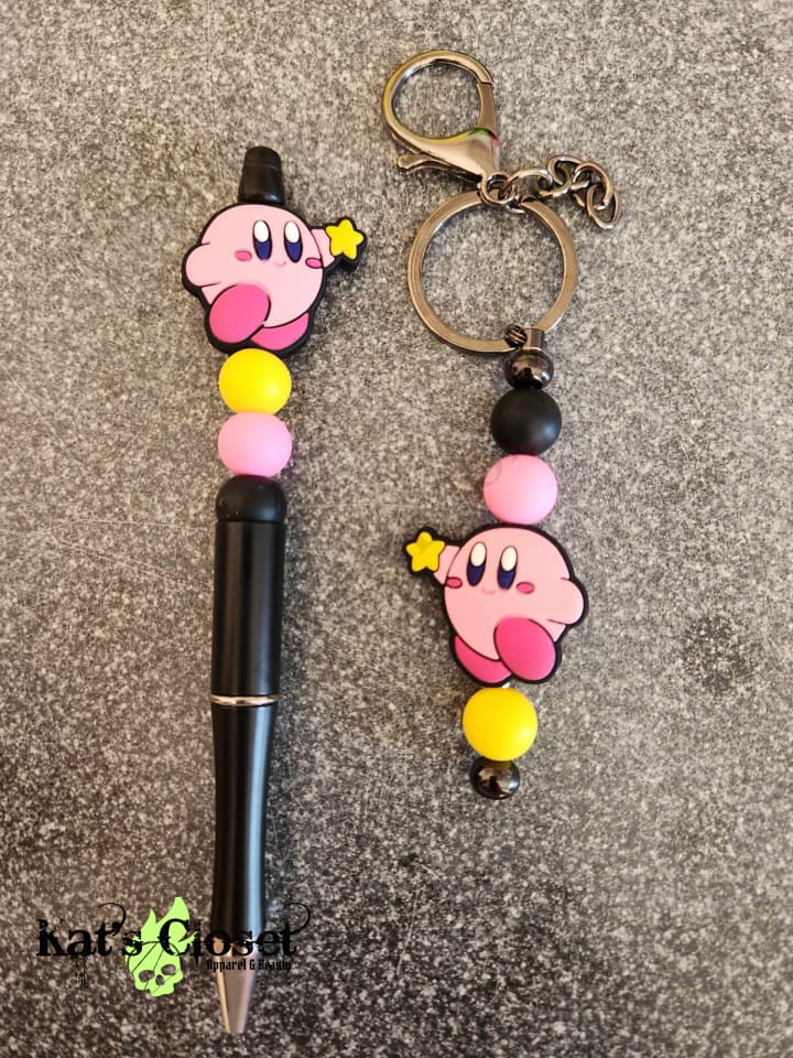 Pink Guy Silicone Beaded Pen or Keychain