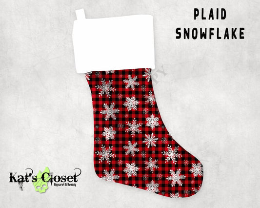 PLAID SNOWFLAKES Holiday Stocking