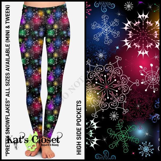 Pretty Snowflakes Leggings with High Side Pockets - Preorder Closed 7/2 ETA: Early Sept Ordered Pre-Orders