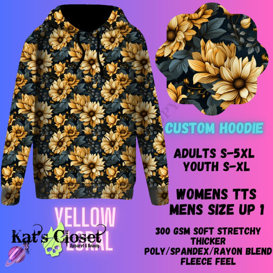 YELLOW FLORAL PULLOVER HOODIE