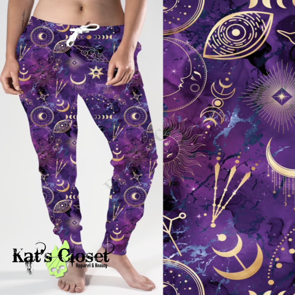 Purple Celestial Leggings/Capris & Full/Capri Joggers Leggings