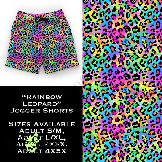 Rainbow Leopard Jogger Shorts with Pockets SHORTS