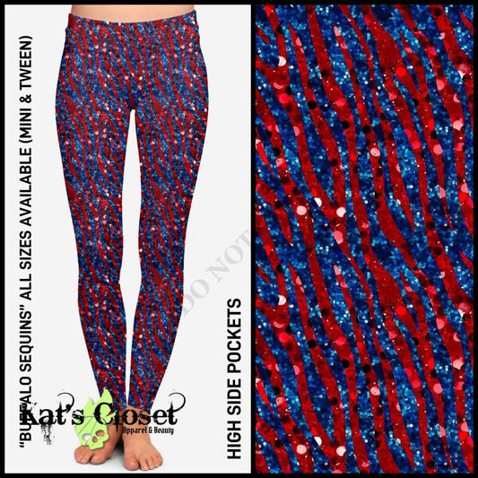 RTS - Buffalo Sequins Leggings with High Side Pockets & CAPRIS