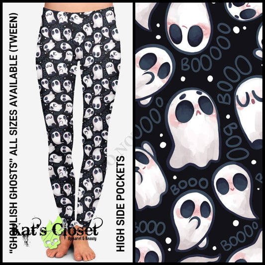 RTS - Ghoulish Ghosts Leggings with Pockets LEGGINGS & CAPRIS