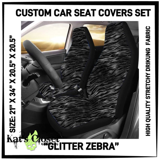 RTS - Glitter Zebra Car Seat Covers Set of 2