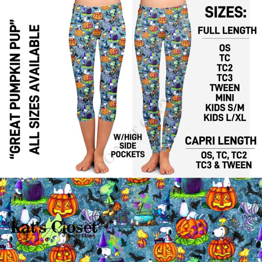 RTS - Great Pumpkin Pup Leggings & Capris with High Side Pockets