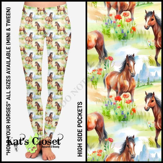 RTS - Hold Your Horses Leggings with High Side Pockets & CAPRIS