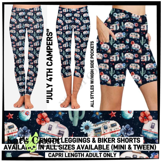 RTS - July 4th Campers Leggings with High Side Pockets LEGGINGS & CAPRIS