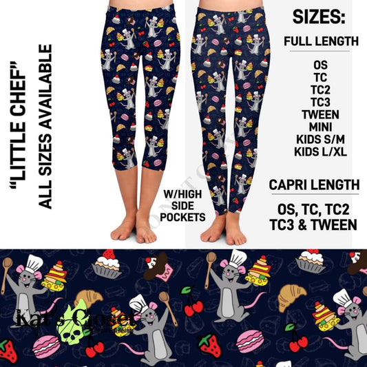 RTS - Little Chef Leggings with High Side Pockets & CAPRIS