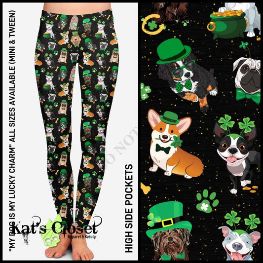 My Dog Is Lucky Charm Leggings with High Side Pockets & CAPRIS