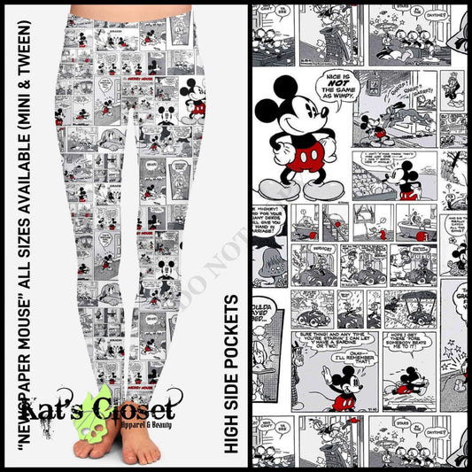 RTS - Newspaper Mouse Leggings with High Side Pockets LEGGINGS & CAPRIS