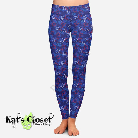 RTS - Outline Stars Capris with High Side Pockets LEGGINGS &