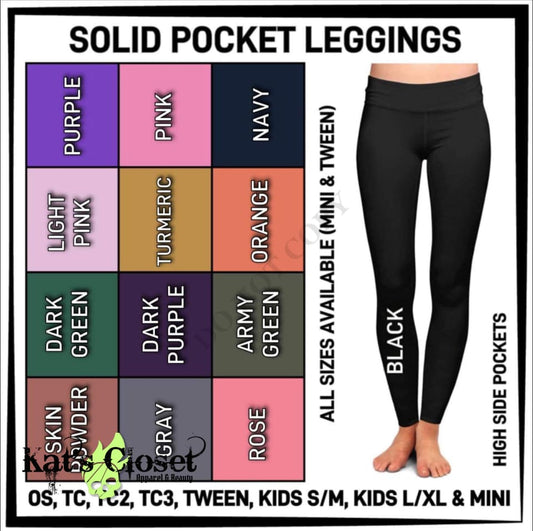 RTS - Solid ADULTS Leggings with High Side Pockets (Multiple Colors) LEGGINGS & CAPRIS
