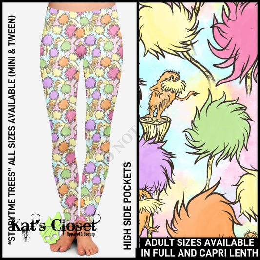 RTS - Story Time Trees Leggings with High Side Pockets & CAPRIS