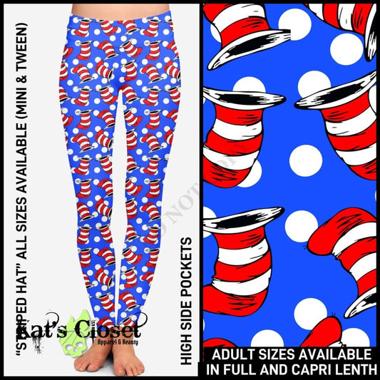 RTS - Striped Hat Leggings & Capris with High Side Pockets