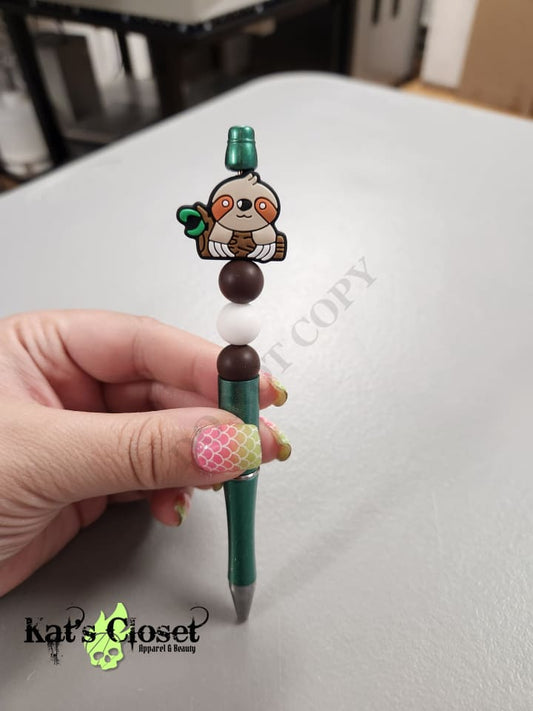 Sloth Silicone Beaded Pen or Keychain