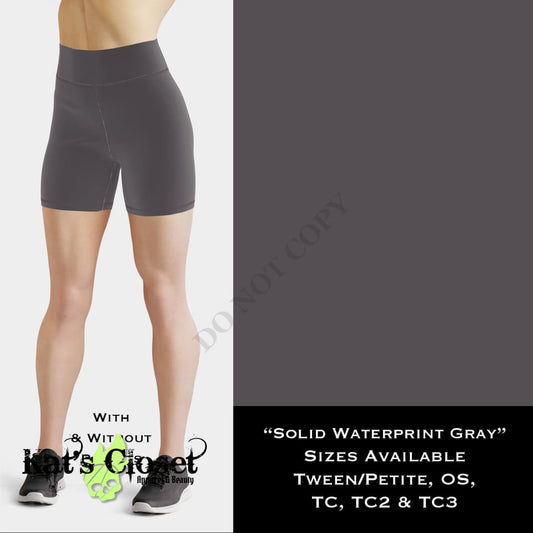 Solid GRAY Waterprint Yoga Shorts