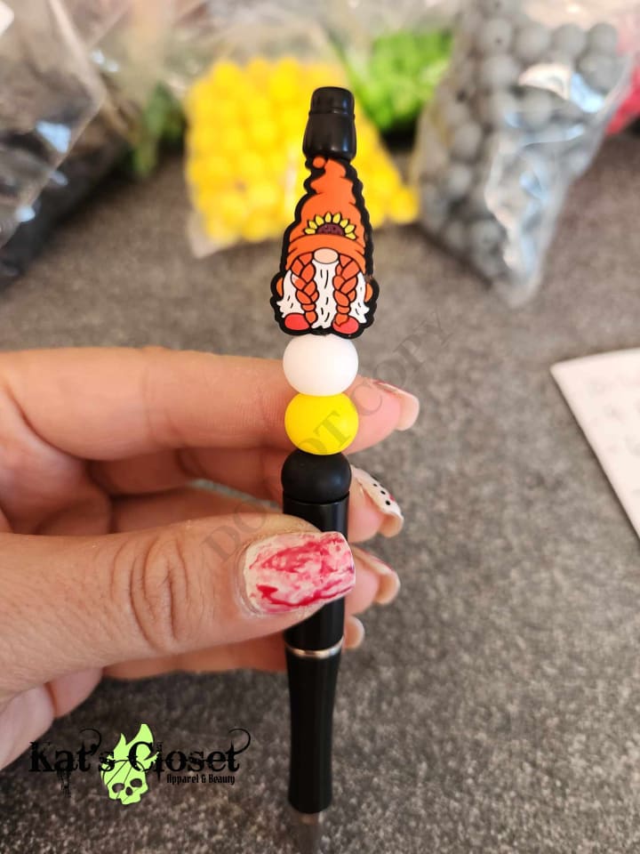Sunflower Gnome Silicone Beaded Pen or Keychain