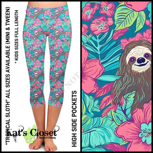 Tropical Sloth Capris w/Pockets - Preorder Closed ETA: Early July Ordered Pre-Orders