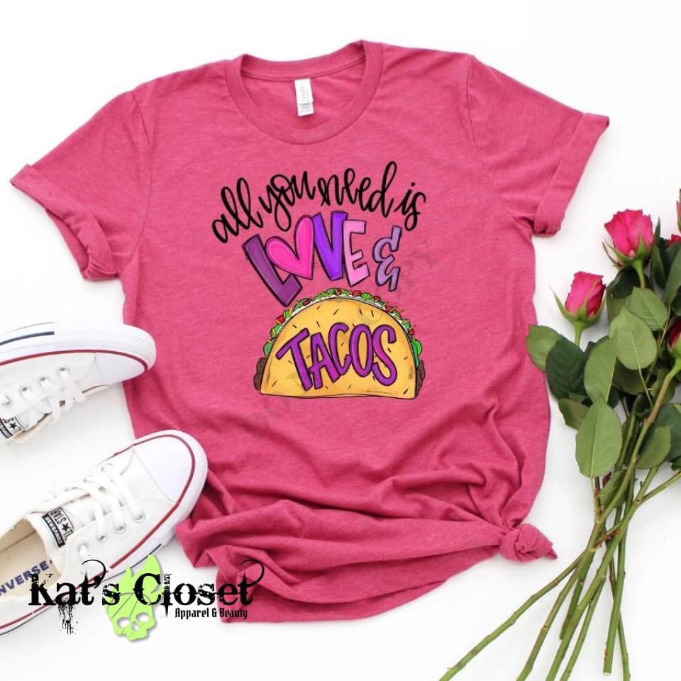All You Need Is Love & Tacos Custom Graphic T-Shirt MWTTee