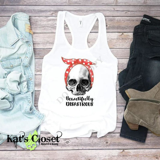 Beautifully Disastrous Skull Graphic Tank or Tee Tees