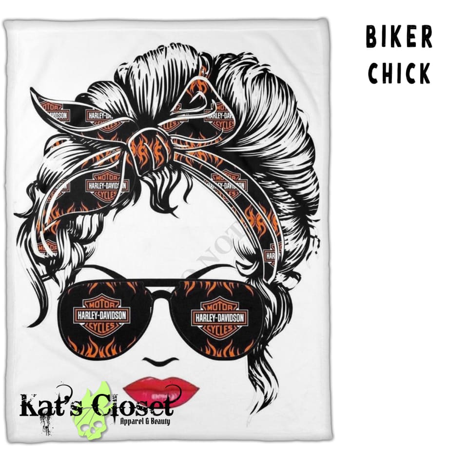 Biker Chick Minky Sherpa Throw Blanket Blankets